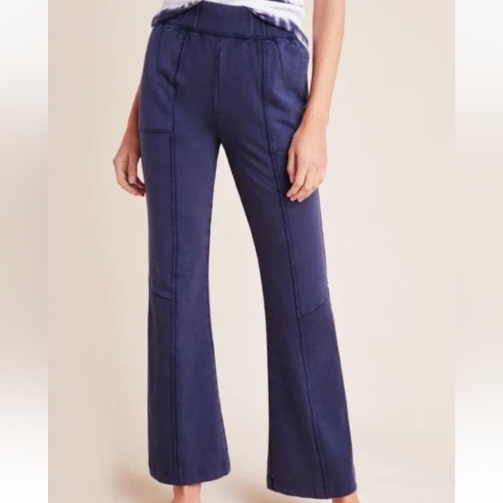 Saturday Sunday Johanna Flared Pants Size L Navy Blue Anthropologie Sweatpants